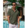 COOFANDY Men’s Casual Button Down Shirts Short Sleeve Wrinkle-Free Summer Beach Wear(Army Green)