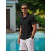 COOFANDY Men’s Casual Button Down Shirts Short Sleeve Wrinkle-Free Summer Beach Wear(Black)