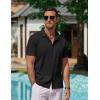 COOFANDY Men’s Casual Button Down Shirts Short Sleeve Wrinkle-Free Summer Beach Wear(Black)