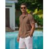 COOFANDY Men’s Casual Button Down Shirts Short Sleeve Wrinkle-Free Summer Beach Wear(Brown)