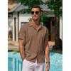 COOFANDY Men’s Casual Button Down Shirts Short Sleeve Wrinkle-Free Summer Beach Wear(Brown)