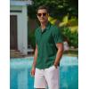 COOFANDY Men’s Casual Button Down Shirts Short Sleeve Wrinkle-Free Summer Beach Wear(Dark Green)