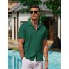 COOFANDY Men’s Casual Button Down Shirts Short Sleeve Wrinkle-Free Summer Beach Wear(Dark Green)