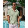 COOFANDY Men’s Casual Button Down Shirts Short Sleeve Wrinkle-Free Summer Beach Wear(Light Green)