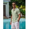 COOFANDY Men’s Casual Button Down Shirts Short Sleeve Wrinkle-Free Summer Beach Wear(Light Green)