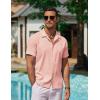 COOFANDY Men’s Casual Button Down Shirts Short Sleeve Wrinkle-Free Summer Beach Wear(Pink)