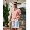 COOFANDY Men’s Casual Button Down Shirts Short Sleeve Wrinkle-Free Summer Beach Wear(Pink)