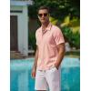 COOFANDY Men’s Casual Button Down Shirts Short Sleeve Wrinkle-Free Summer Beach Wear(Pink)