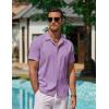 COOFANDY Men’s Casual Button Down Shirts Short Sleeve Wrinkle-Free Summer Beach Wear(Purple)