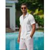 COOFANDY Men’s Casual Button Down Shirts Short Sleeve Wrinkle-Free Summer Beach Wear(White)