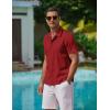 COOFANDY Men’s Casual Button Down Shirts Short Sleeve Wrinkle-Free Summer Beach Wear(Wine Red)