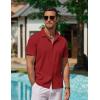 COOFANDY Men’s Casual Button Down Shirts Short Sleeve Wrinkle-Free Summer Beach Wear(Wine Red)