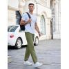 COOFANDY Men’s Casual Cotton Pants Regular Fit Elastic Waist Drawstring Twill Pants Straight Leg Chino Pants(Dark Green)