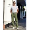 COOFANDY Men’s Casual Cotton Pants Regular Fit Elastic Waist Drawstring Twill Pants Straight Leg Chino Pants(Dark Green)