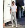 COOFANDY Men’s Casual Cotton Pants Regular Fit Elastic Waist Drawstring Twill Pants Straight Leg Chino Pants(Light Grey)