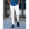COOFANDY Men’s Casual Cotton Pants Regular Fit Elastic Waist Drawstring Twill Pants Straight Leg Chino Pants(White)