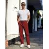 COOFANDY Men’s Casual Cotton Pants Regular Fit Elastic Waist Drawstring Twill Pants Straight Leg Chino Pants(Wine Red)