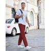 COOFANDY Men’s Casual Cotton Pants Regular Fit Elastic Waist Drawstring Twill Pants Straight Leg Chino Pants(Wine Red)