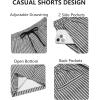 COOFANDY Men’s Casual Drawstring Shorts Lightweight Elastic Waist Walking Shorts with Pockets(Black White Stripes)