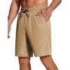COOFANDY Men’s Casual Drawstring Shorts Lightweight Elastic Waist Walking Shorts with Pockets(Khaki)