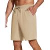 COOFANDY Men’s Casual Drawstring Shorts Lightweight Elastic Waist Walking Shorts with Pockets(Light Khaki)