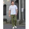 COOFANDY Mens Casual Elastic Waist Pants Drawstring Summer Beach Pant Lightweight Stretch Linen Trouser(Army Green)