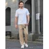 COOFANDY Mens Casual Elastic Waist Pants Drawstring Summer Beach Pant Lightweight Stretch Linen Trouser(Dark Khaki)