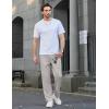 COOFANDY Mens Casual Elastic Waist Pants Drawstring Summer Beach Pant Lightweight Stretch Linen Trouser(Light Grey)