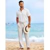 COOFANDY Mens Casual Elastic Waist Pants Drawstring Summer Beach Pant Lightweight Stretch Linen Trouser(Light Grey)