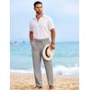 COOFANDY Mens Casual Elastic Waist Pants Drawstring Summer Beach Pant Lightweight Stretch Linen Trouser(Medium Gray)