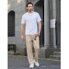 COOFANDY Mens Casual Elastic Waist Pants Drawstring Summer Beach Pant Lightweight Stretch Linen Trouser(Moon Grey)