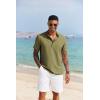 COOFANDY Men’s Casual Henley Shirt Short Sleeve Band Collar Shirt Summer Beach Hippie Vacation T Shirt with Button(Army Green)
