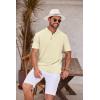 COOFANDY Men’s Casual Henley Shirt Short Sleeve Band Collar Shirt Summer Beach Hippie Vacation T Shirt with Button(Beige)