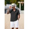 COOFANDY Men’s Casual Henley Shirt Short Sleeve Band Collar Shirt Summer Beach Hippie Vacation T Shirt with Button(Black)
