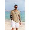 COOFANDY Men’s Casual Henley Shirt Short Sleeve Band Collar Shirt Summer Beach Hippie Vacation T Shirt with Button(Khaki)