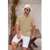COOFANDY Men’s Casual Henley Shirt Short Sleeve Band Collar Shirt Summer Beach Hippie Vacation T Shirt with Button(Khaki)