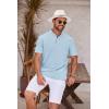 COOFANDY Men’s Casual Henley Shirt Short Sleeve Band Collar Shirt Summer Beach Hippie Vacation T Shirt with Button(Light Blue)