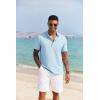 COOFANDY Men’s Casual Henley Shirt Short Sleeve Band Collar Shirt Summer Beach Hippie Vacation T Shirt with Button(Light Blue)