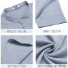 COOFANDY Men’s Casual Henley Shirt Short Sleeve Band Collar Shirt Summer Beach Hippie Vacation T Shirt with Button(Light Denim Blue)