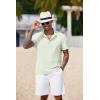 COOFANDY Men’s Casual Henley Shirt Short Sleeve Band Collar Shirt Summer Beach Hippie Vacation T Shirt with Button(Light Green)