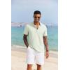 COOFANDY Men’s Casual Henley Shirt Short Sleeve Band Collar Shirt Summer Beach Hippie Vacation T Shirt with Button(Light Green)