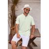 COOFANDY Men’s Casual Henley Shirt Short Sleeve Band Collar Shirt Summer Beach Hippie Vacation T Shirt with Button(Light Green)