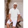 COOFANDY Men’s Casual Henley Shirt Short Sleeve Band Collar Shirt Summer Beach Hippie Vacation T Shirt with Button(White)