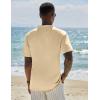 COOFANDY Men’s Casual Henley Shirt Short Sleeve Linen Shirt Band Collar Summer Hippie Beach T-Shirts(Beige)