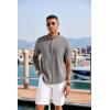 COOFANDY Men’s Casual Henley Shirt Short Sleeve Linen Shirt Band Collar Summer Hippie Beach T-Shirts(Dark Grey)