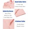 COOFANDY Men’s Casual Henley Shirt Short Sleeve Linen Shirt Band Collar Summer Hippie Beach T-Shirts(Pink)