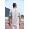 COOFANDY Men’s Casual Henley Shirt Short Sleeve Linen Shirt Band Collar Summer Hippie Beach T-Shirts(Striped White)