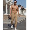 COOFANDY Men’s Casual Joggers Pants Cotton Elastic Waist Drawstring Chino Pants Hiking Outdoor Track Sweatpants(Khaki)