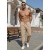 COOFANDY Men’s Casual Joggers Pants Cotton Elastic Waist Drawstring Chino Pants Hiking Outdoor Track Sweatpants(Light Khaki)