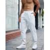 COOFANDY Men’s Casual Joggers Pants Cotton Elastic Waist Drawstring Chino Pants Hiking Outdoor Track Sweatpants(White)
